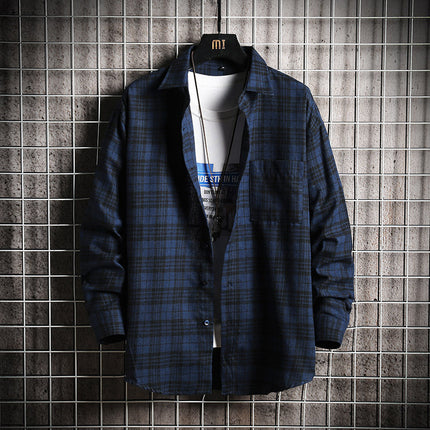 Men's Plus Size Long Sleeve Shirt Square Collar Simple Casual Jacket