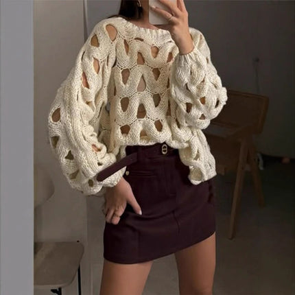 Women's Casual Leisure Vacation Beach Long Sleeve Sweater Pullover