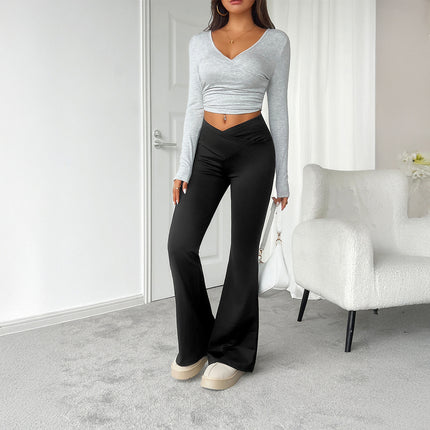 Casual Slim-fitting Belly Contracting Peach Hip Micro-pull Yoga Trousers Women's Clothing