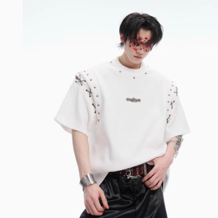 Niche Deconstruction Lace-up Cutout Short Sleeve