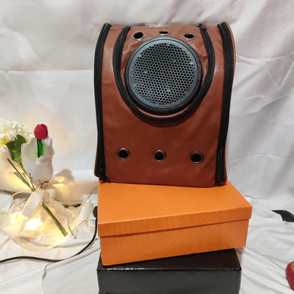 Leather pet carry backpack capsule