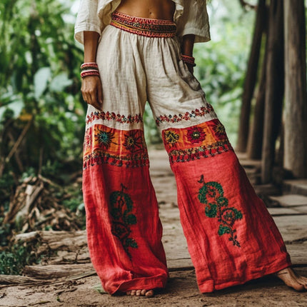 Vintage Printed Women's Fashionable Long Trousers