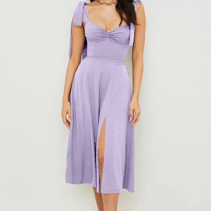 Women's Fashion Suspenders Lace Printing A- Line Dress