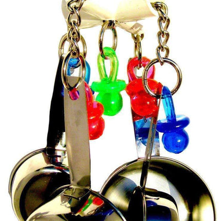 Parrot Bite Toy Stainless Steel Four-pot String