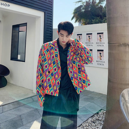 Men's And Women's Fashion Limited Retro Trend Suit Oil Painting Color Ins Coat