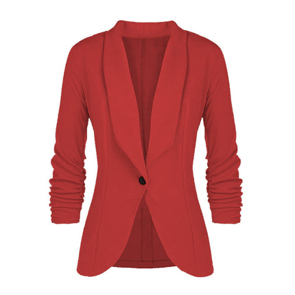 Fall Women's Clothing Pleated Sleeve Work Office Jacket Small Suit