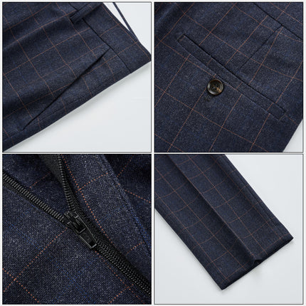 Men's Plaid High-end Suit Pants Korean Slim Straight Casual Pants