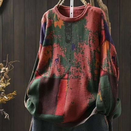 Painted Printing And Dyeing Cotton Sweater