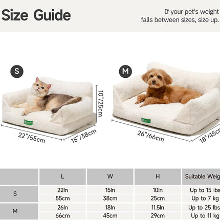 MEWOOFUN Cat Sofa Bed - Washable Pet Bed With Removable Cover & Non-Slip Bottom For Indoor Cats & Small Dogs White, Medium