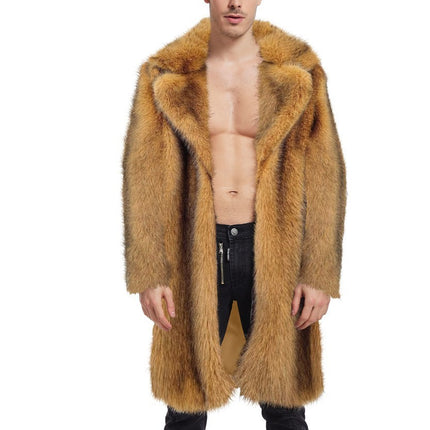 European And American Men's Artificial Fur Long Coat
