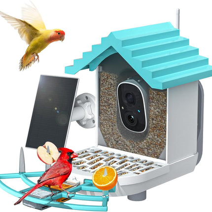 Bird Feeder With Camera, AI Identify Birds Species, Smart Birds Camera With Solar Powered, Auto Record 2K Birds Video In Backyard, Instant Notifications, Ideal Gifts For Family And Bird Lovers