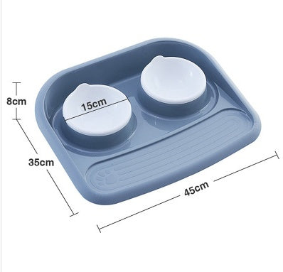 Environmental Pet Bowl Plastic Anti-skid Double Bowl Anti-knocking, Eating And Drinking Dual-purpose Dog Feeder Dog Pot