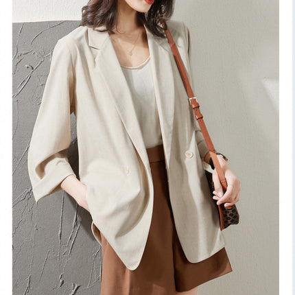 Thin Style In Beige Sun-proof All-matching Loose Breathable Suit Top