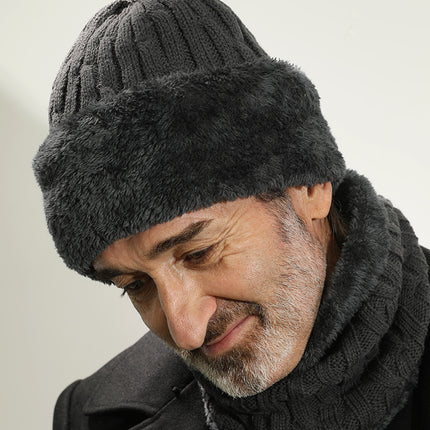 Men's Middle-aged And Elderly Wool Hat With Wool And Thick Knitted Hat