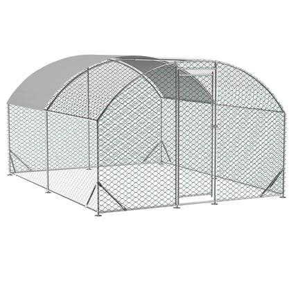 Large Chicken Coop Metal Chicken Run With Waterproof And Anti-UV Cover, Dome Shaped Walk-in Fence Cage Hen House For Outdoor And Yard Farm Use,9.84 X 13.12 X 6.56 Ft