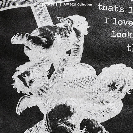 Mens Leather Letter Zipper Print Jacket