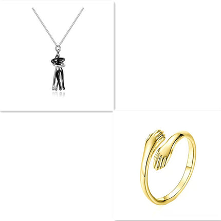 Love Hug Necklace Unisex Men Women Couple Jewelry Simple Temperament Clavicle Chain Valentines Day Lover Gift