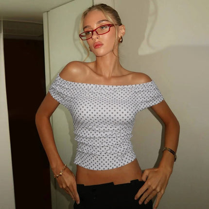 European And American Sexy Hot Girl Sleeveless Tight Halter Backless Polka Dot Vest