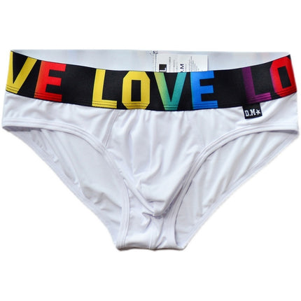 Men's Low Waist Solid Color Rainbow Belt Letter Briefs