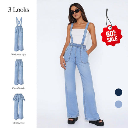 Women's High-Waist Jeans, Convertible Wide-Leg Full-Length Jeans With 3-in-1 Adjustable Hem, Tencel Lyocell For Summer. Forbidden Platform - Temu