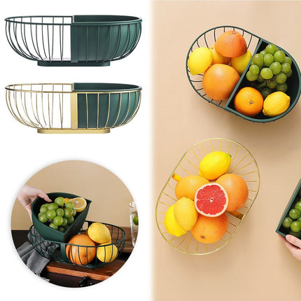 Metal Hollowed Out Fruit Vegetable Snack Tray Bowl Basket Kitchen Storage Rack Holder Large Capacity Kitchen Organizer Basket