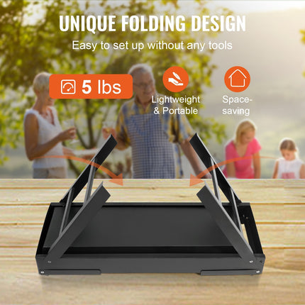 VEVOR 23 Inch Portable Charcoal Grill, Compact Foldable Grill, Heavy Duty Steel BBQ Grill, Mini Smoker For Travel, Outdoor Cooking, Barbecue Camping, Picnic, Patio Black