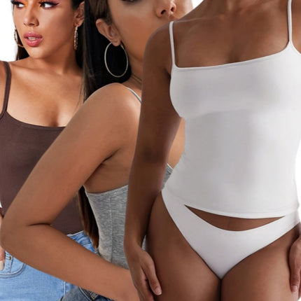 3PCS Solid Color Halter Top For Women