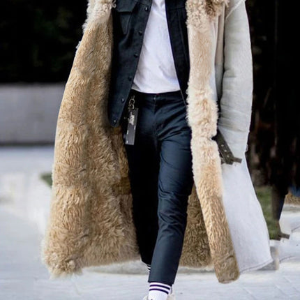 Autumn And Winter Long Thick Furry Coat Lapel Frosted Velvet Keeps Warm