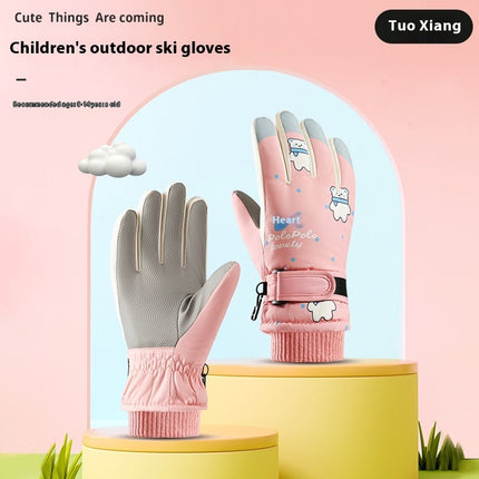 Skiing Fleece-lined Touch Screen Riding Five Finger Gloves