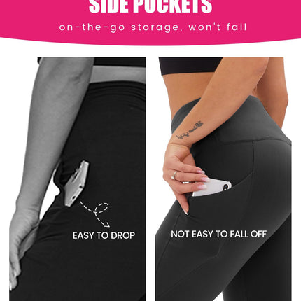 Yoga Pants - Cropped High-waisted Diagonal Pockets Polyester Double Mill Morandi Powder