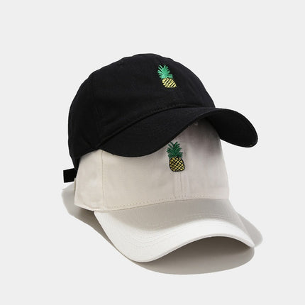 Fruit Small Pineapple Embroidery Soft Top Baseball Cap