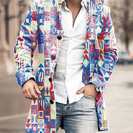 Men's Woolen Stand Collar Mid-length Trench Coat