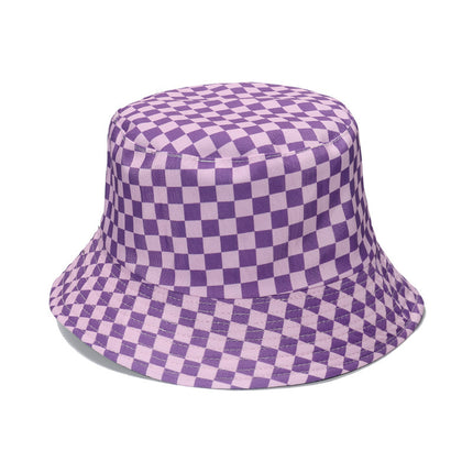 Fashion Personality Black And White Checkerboard Plaid Fisherman Hat