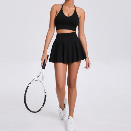 Casual Bra Skirt Running Outfit Breathable Tennis Suit Two-piece Set