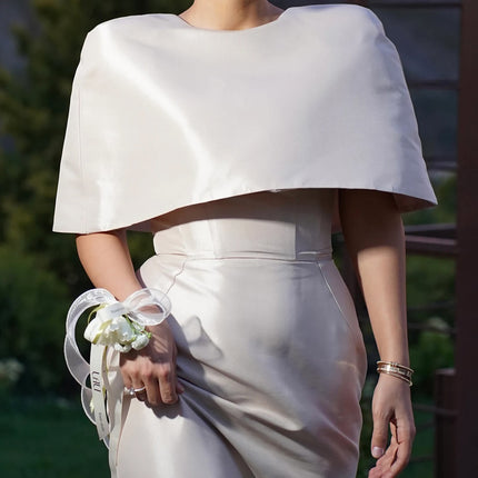 Satin Cape-style Top &Fitted Maxi Dress Set