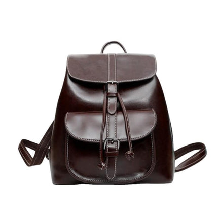 Korean Style Cowhide Pocket Pull-belt Backpack