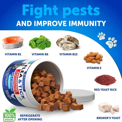 Flea Treatment For Cats Natural Flea And Tick Prevention Supplement For Cats Kittens Chewable Daily Oral Pills With Vitamins 135 Soft Chews Skin & Coat Dental Treats Digestion CANNOT Be Sold On Amazon