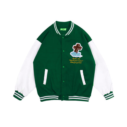 Street Fashion Brand Loose Stand Up Collar Contrast Jacket