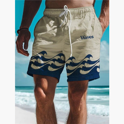 Men's 3D Digital Printing Beach Style Letter Design Shorts