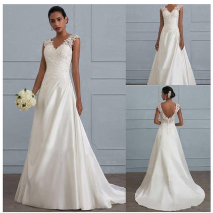 Autumn new white temperament lace dress European wedding bridesmaid backless low collar large size dress long skirt