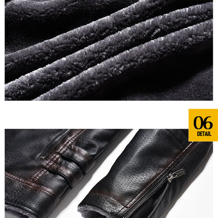 Leather Thickened Artificial Leather Plush Warm Jacket