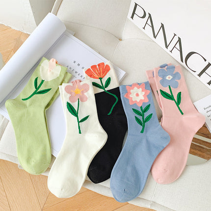Three-dimensional Tulip Cotton Socks Tube Socks College Style