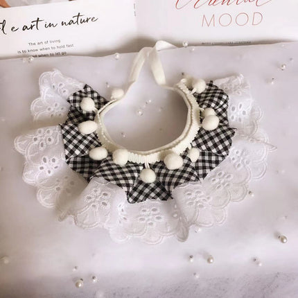 Cute Pet Lace Trim Scarf Saliva Towel