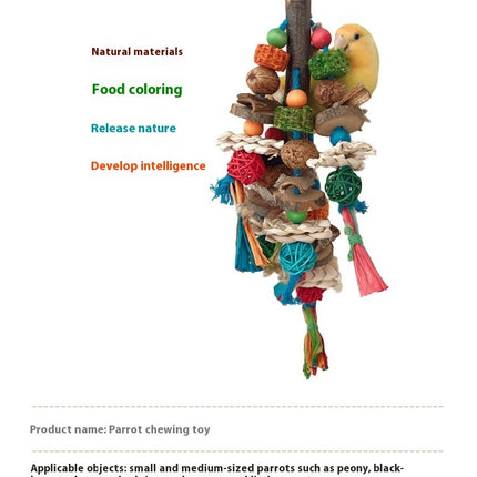 Parrot Toy Bird Decompression Relieving Stuffy Natural Material Tearing Toy Color String Combination