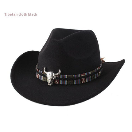 European And American Style Woolen Cowboy Hat Men's Lady Couple Ethnic Style Curling