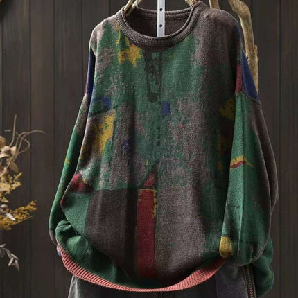 Painted Printing And Dyeing Cotton Sweater