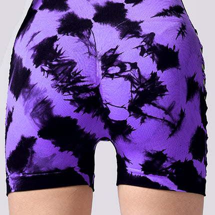 Women's Tie-dye Side Bow Hollow High Waist Hip Lifting Sports Fitness Yoga Shorts, Shorts For Women High Waist Tie Dye Workout Yoga Gym Scrunch Butt Lifting Cycling Biker Shorts