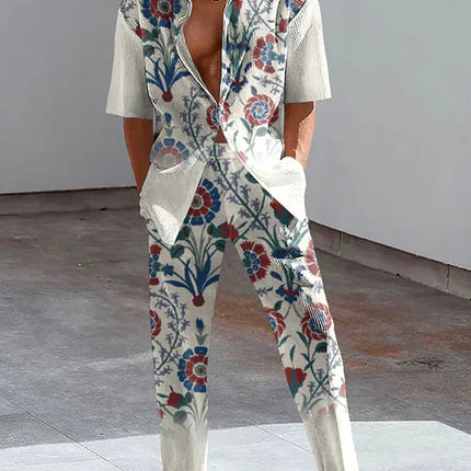 3D Short-sleeved Trousers Shirt Outfit