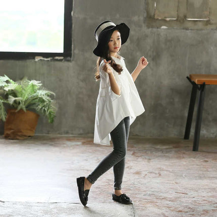 Girls' Big Kids Loose Fashionable Tops Korean Style Shirts Big Kids' Swallowtails