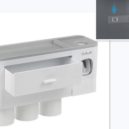 Non-marking Hanging Magnetic Toothbrush Holder Single Drawer Storage Rack With Toothpaste Squeezer Toiletry Set